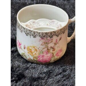 Antique KPM Germany Mustache Cup With Floral Design & Gold Detailing